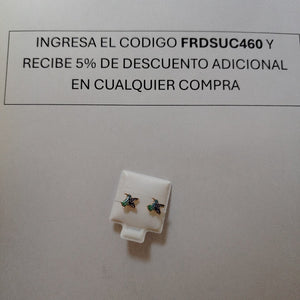 BROQUELES BROQUEL FIG COLIBRI ESMALTE AZUL 14K 0.2138 GR (NUEVO)