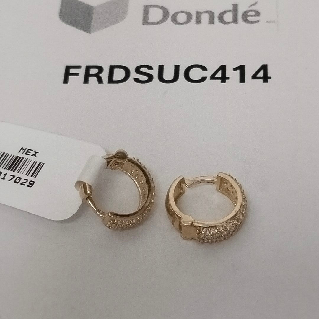 ARETES HUGGIE CON CIRCONIAS 14K 2.1 GR (NUEVO)