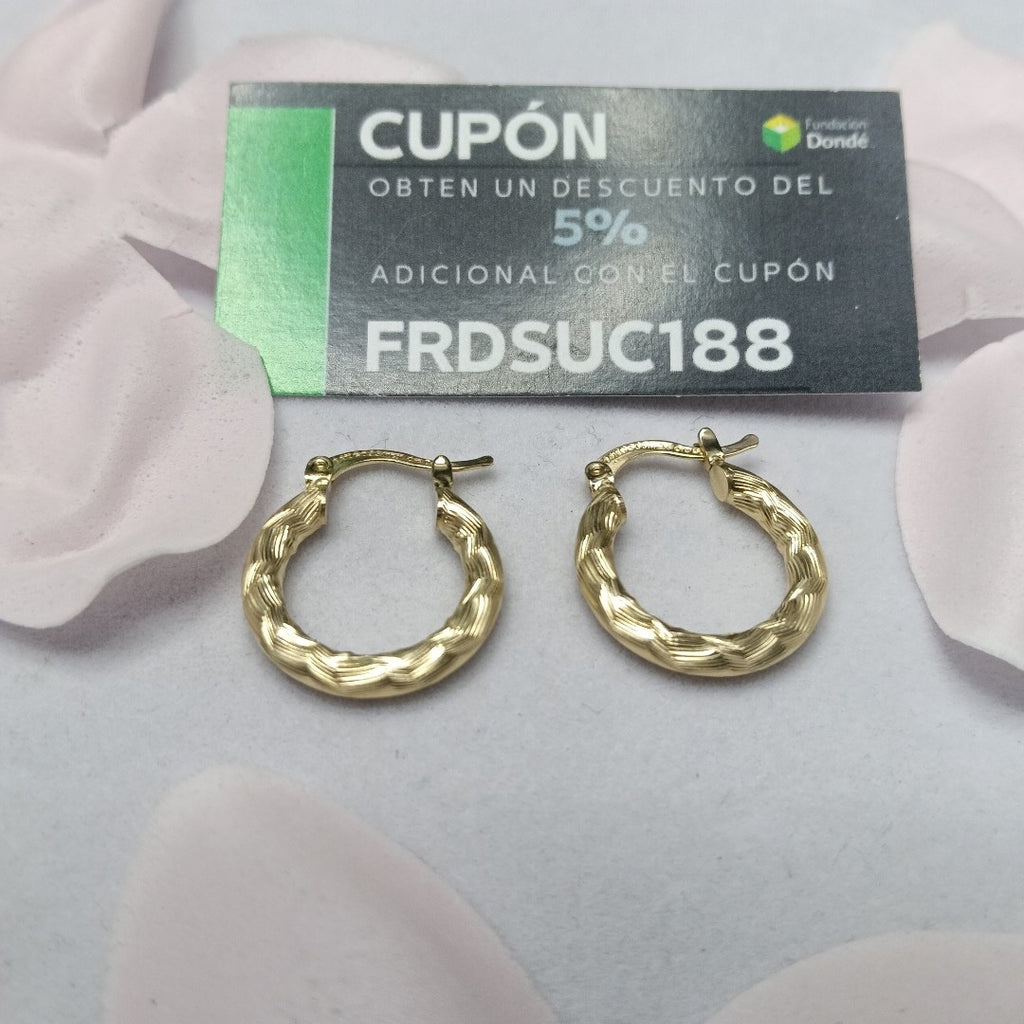 ARETES TEJIDO ARRACADAS ASTRIADAS 14K 2.1 GR (NUEVO)