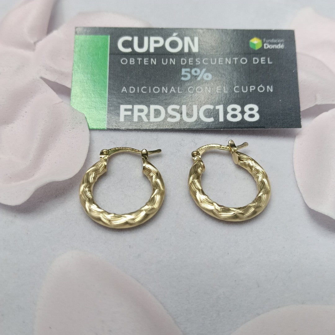 ARETES TEJIDO ARRACADAS ASTRIADAS 14K 2.1 GR (NUEVO)