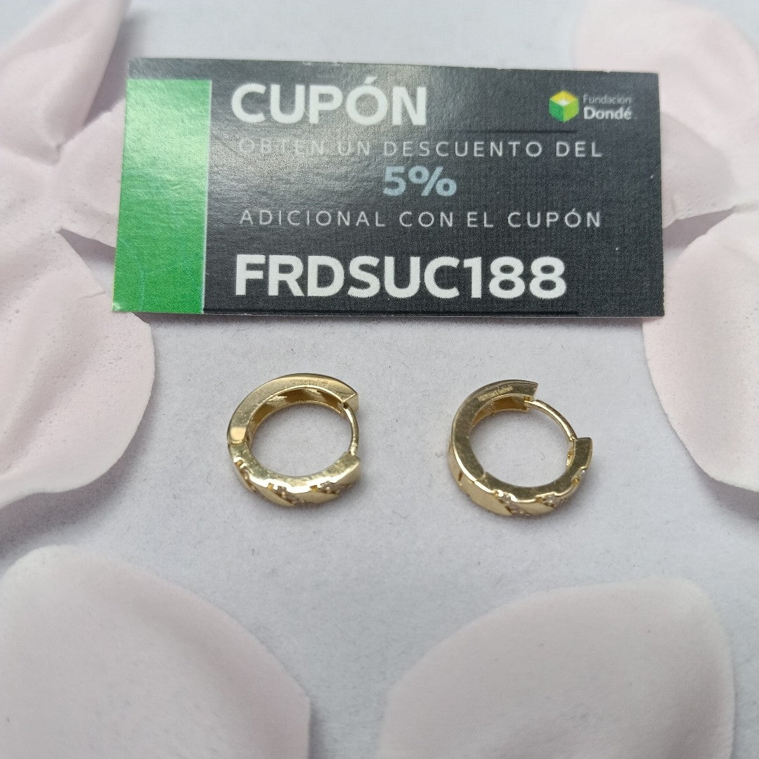 ARETES HUGGIES CON CIRCONIAS 14K 2.2 GR (NUEVO)