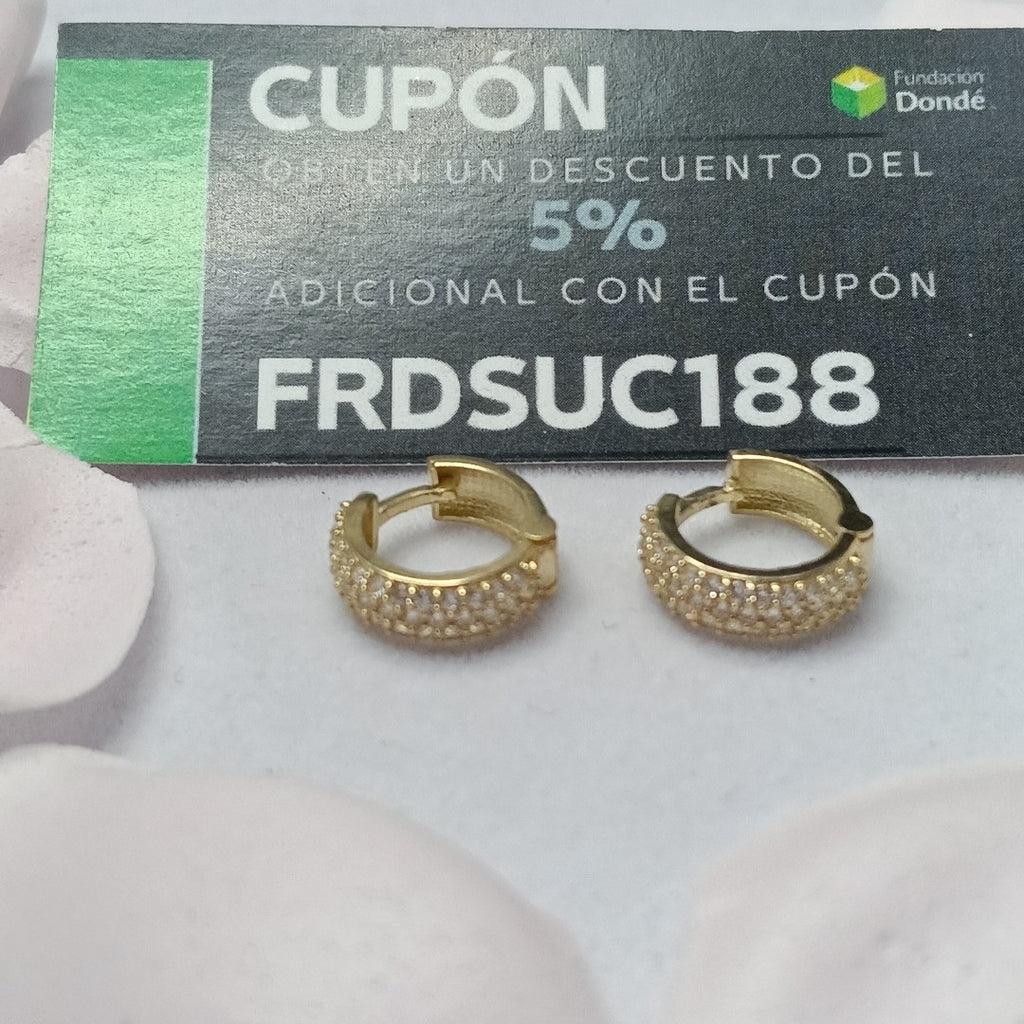 ARETES HUGGIE CON CIRCONIAS 14K 2.1 GR (NUEVO)