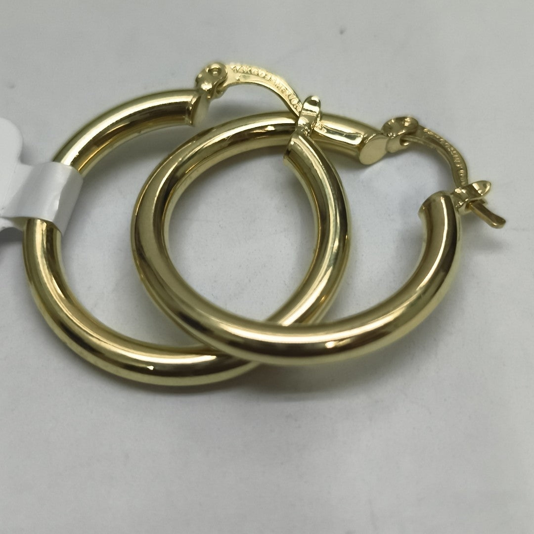ARETES TEJIDO ARRACADAS LISAS HUECAS 14K 2.2 GR (NUEVO)