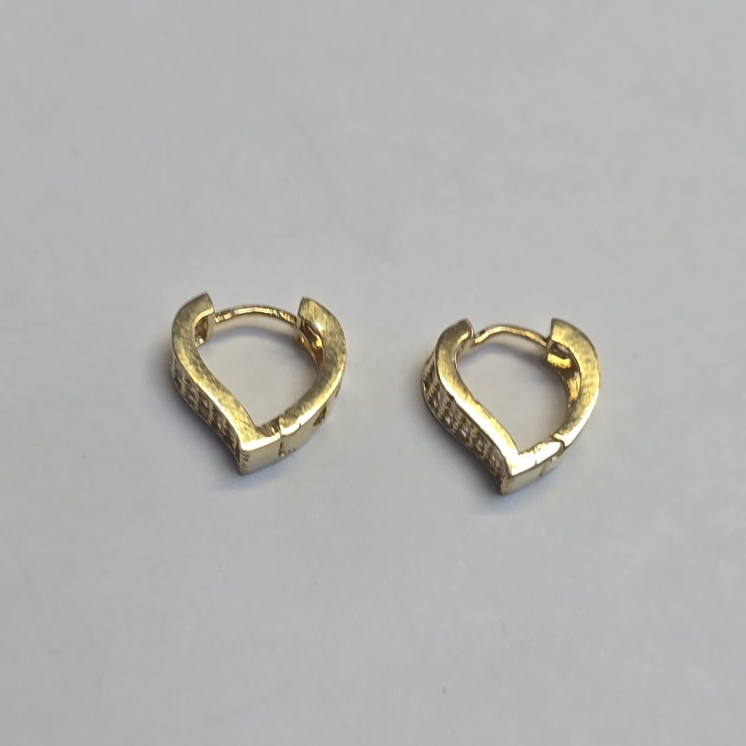 ARETES ARRACADAS CORAZON C CIRCONIAS 14K 2.2 GR (NUEVO)