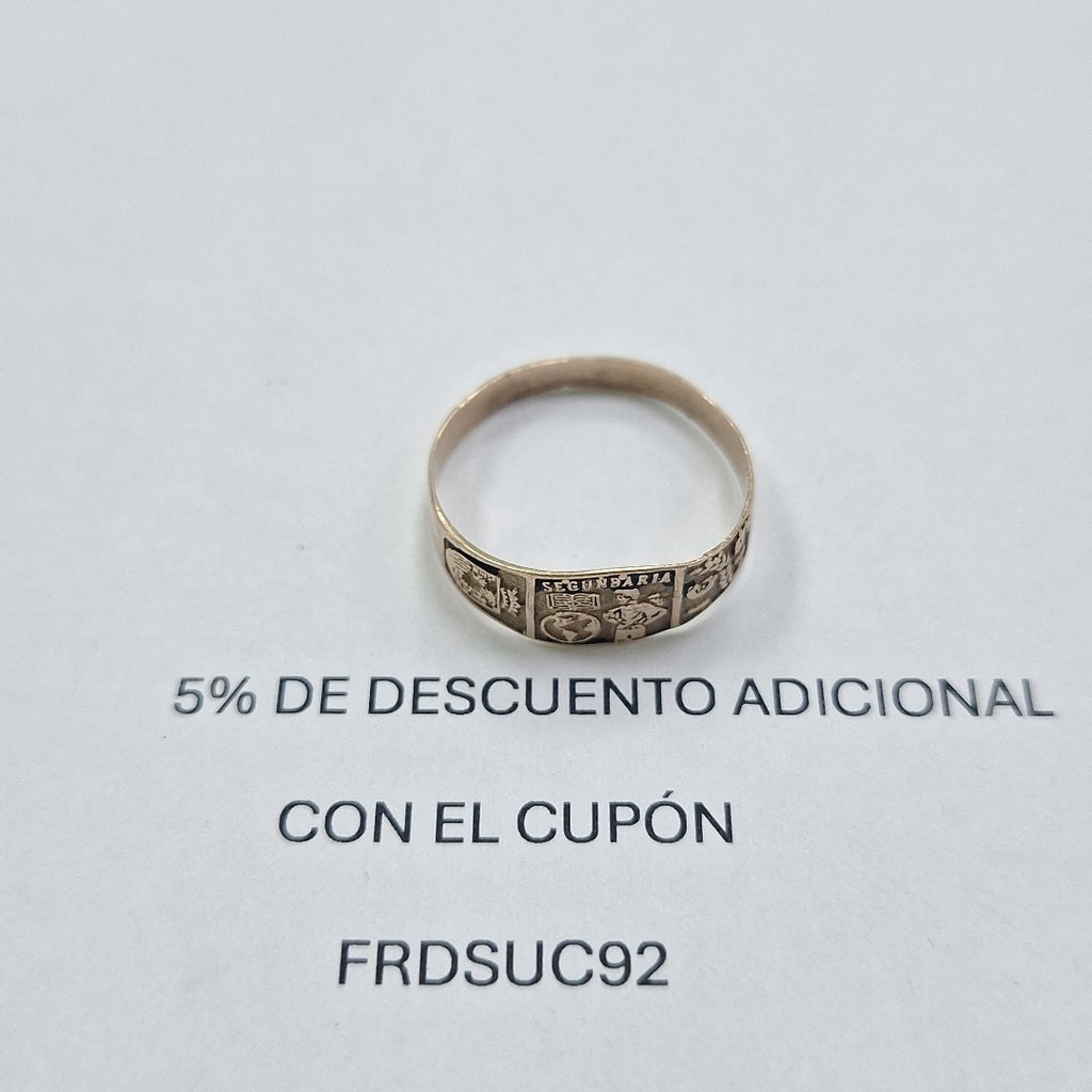 ANILLO DE GRADUACIÓN ORO 8 K 1.5 GRMS (SEMINUEVO)