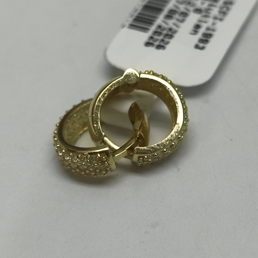 ARETES HUGGIE CON CIRCONIAS 14K 2 GR (NUEVO)