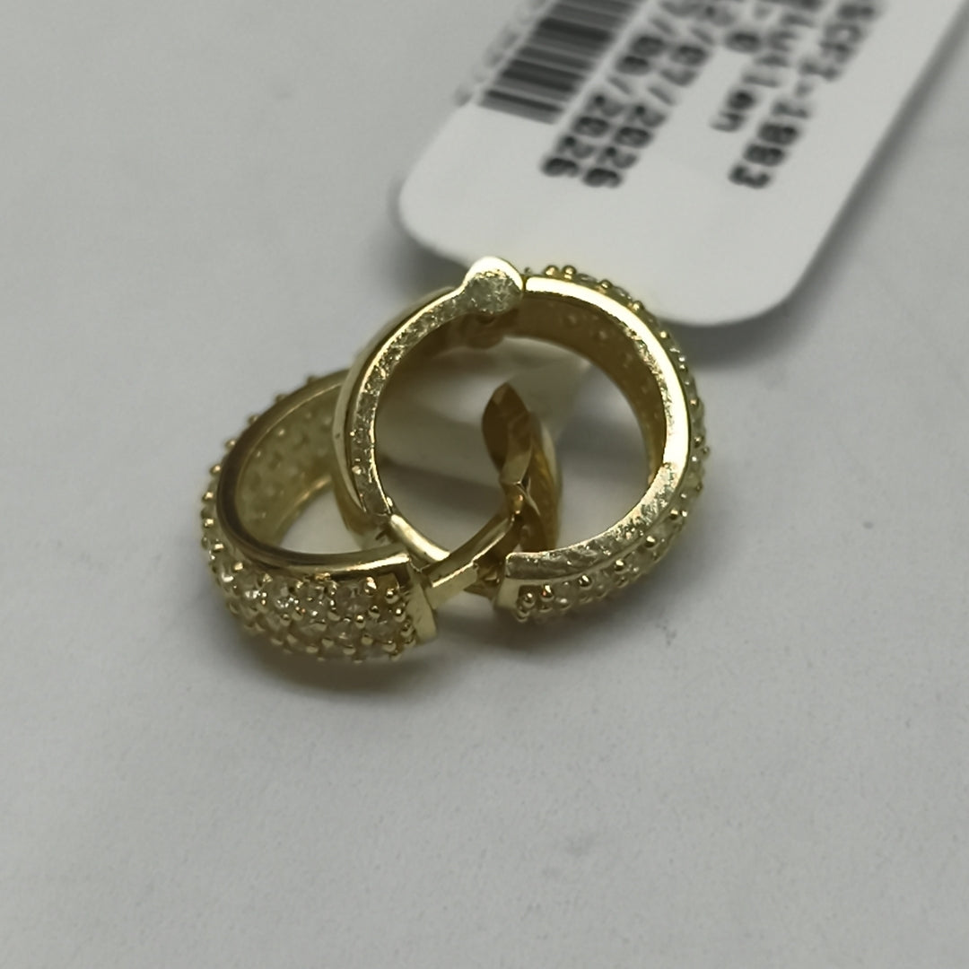 ARETES HUGGIE CON CIRCONIAS 14K 2 GR (NUEVO)