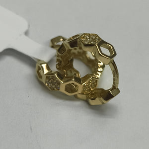 ARETES HUGGIES HEXAGONALES C CIRCONIAS 14K 2.7 GR (NUEVO)