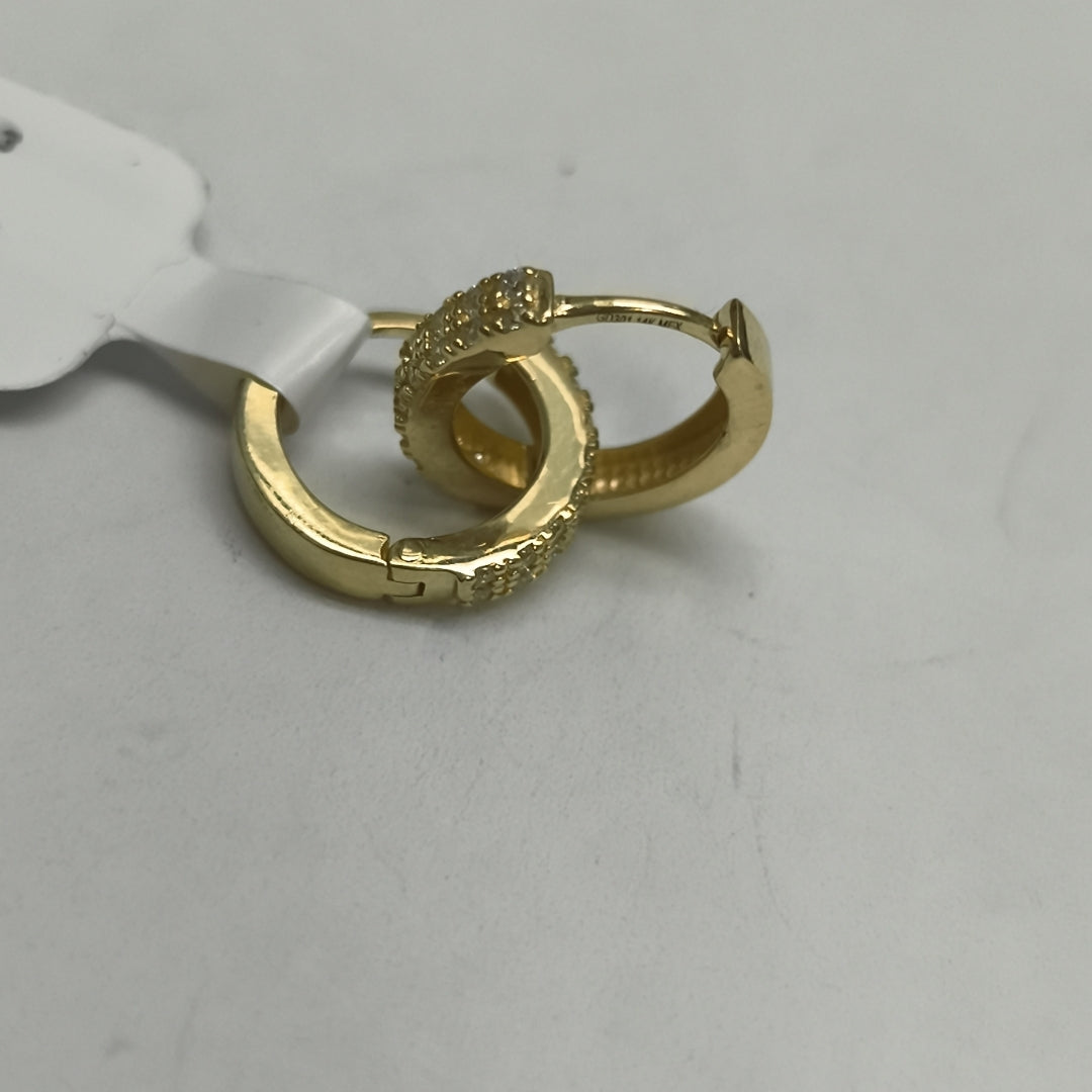 ARETES HUGGIES C CIRCONIAS 14K 1.8 GR (NUEVO)