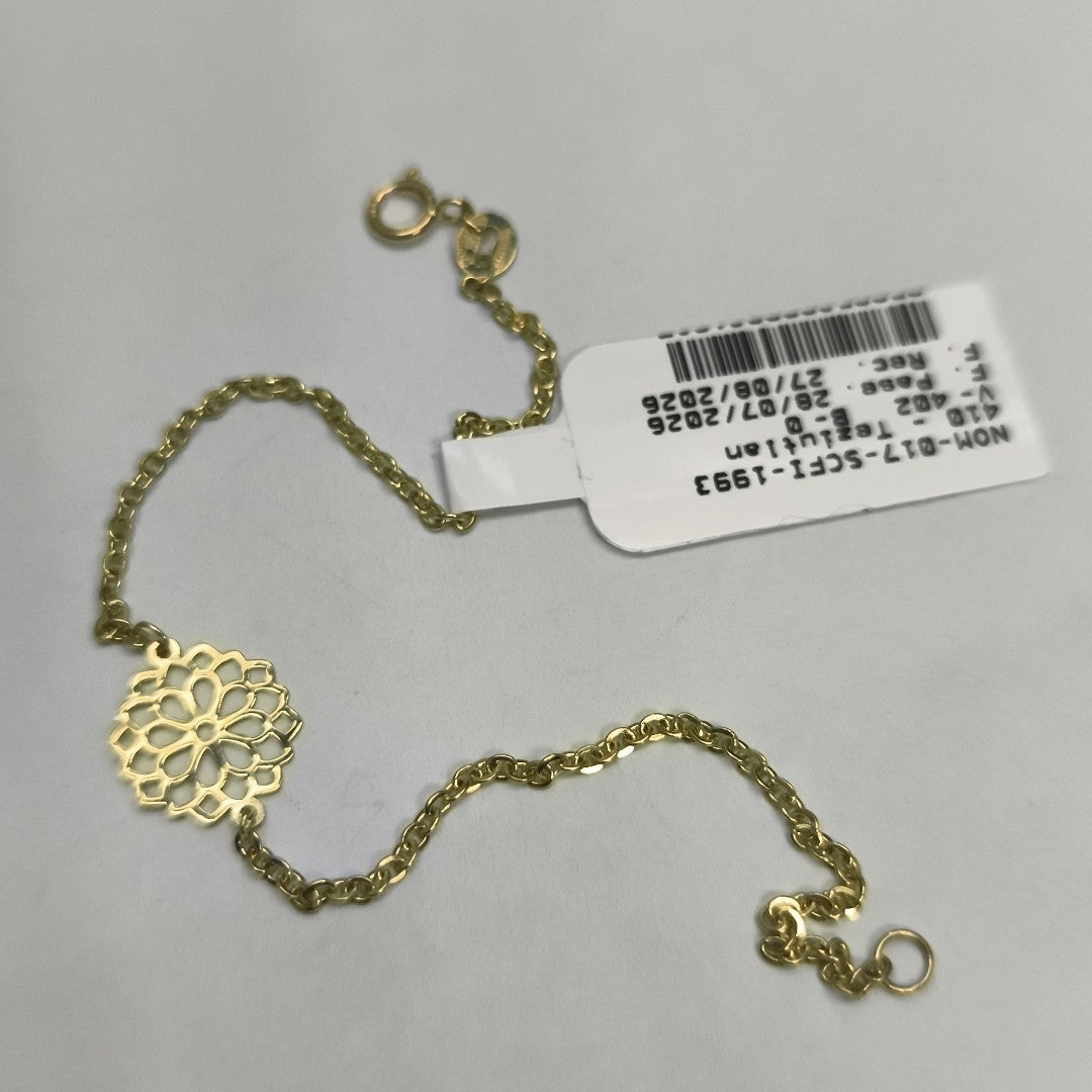 PULSERA TEJIDO ESPECIAL CON MANDALA 14K 18 CM 1.3 GR (NUEVO)