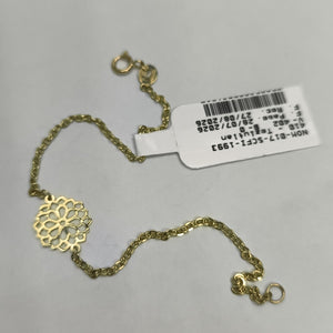 PULSERA TEJIDO ESPECIAL CON MANDALA 14K 18 CM 1.3 GR (NUEVO)