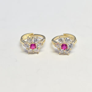 ARETES HUGGIES CON CIRCONIAS Y PIEDRA DE COLOR 14K 1.8 GR (NUEVO)