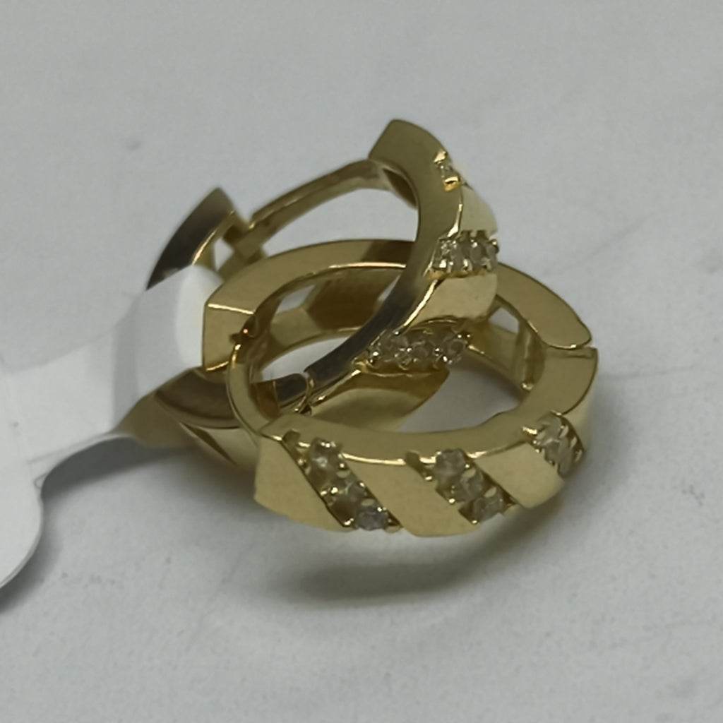 ARETES HUGGIES CON CIRCONIAS 14K 2.2 GR (NUEVO)