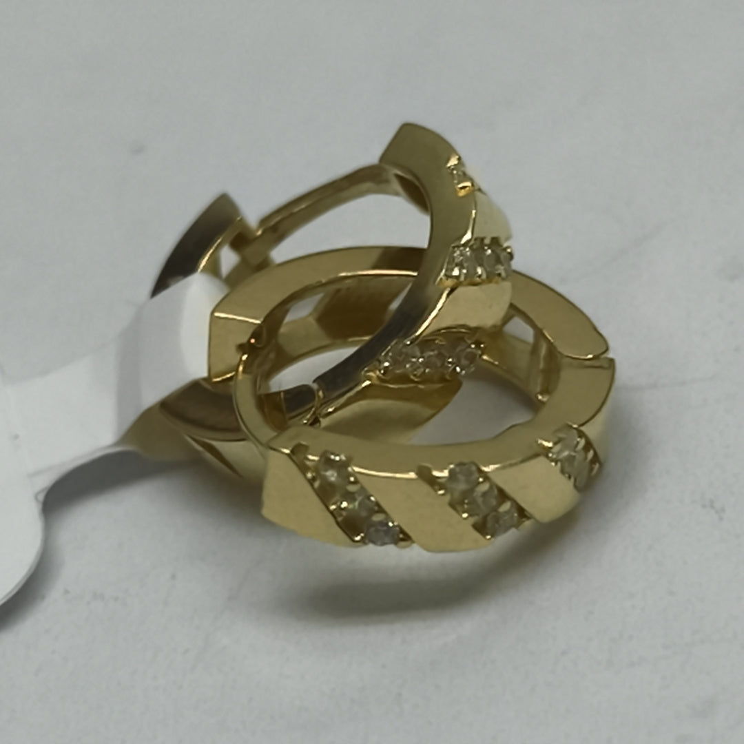 ARETES HUGGIES CON CIRCONIAS 14K 2.2 GR (NUEVO)