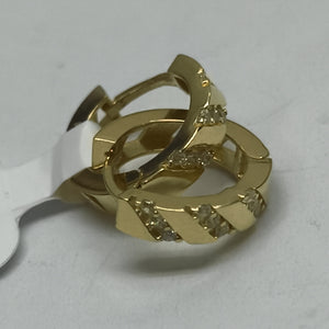 ARETES HUGGIES CON CIRCONIAS 14K 2.2 GR (NUEVO)