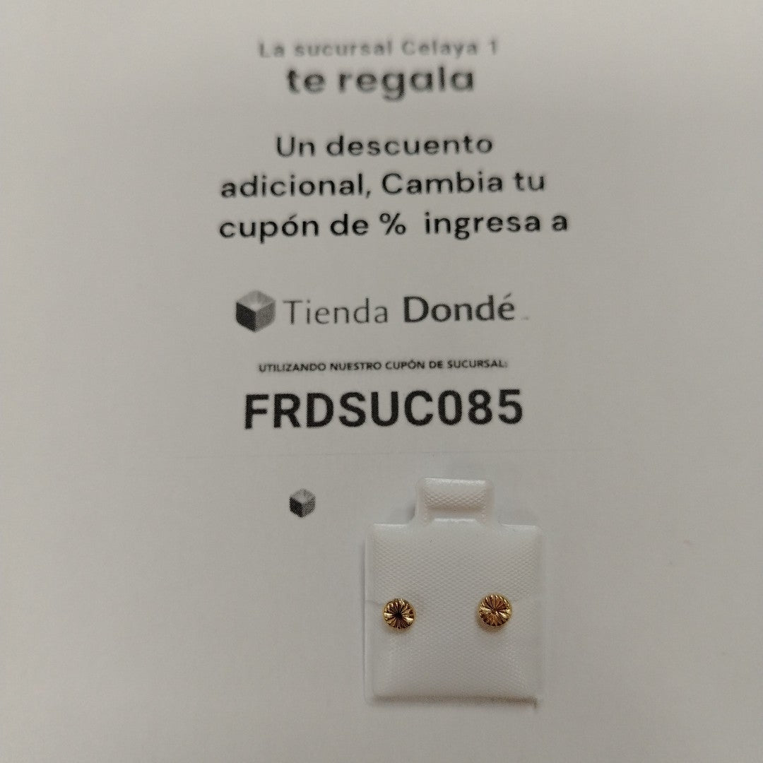 BROQUELES BROQUEL FIG BOTON RAYADO 14K 0.1577 GR (NUEVO)