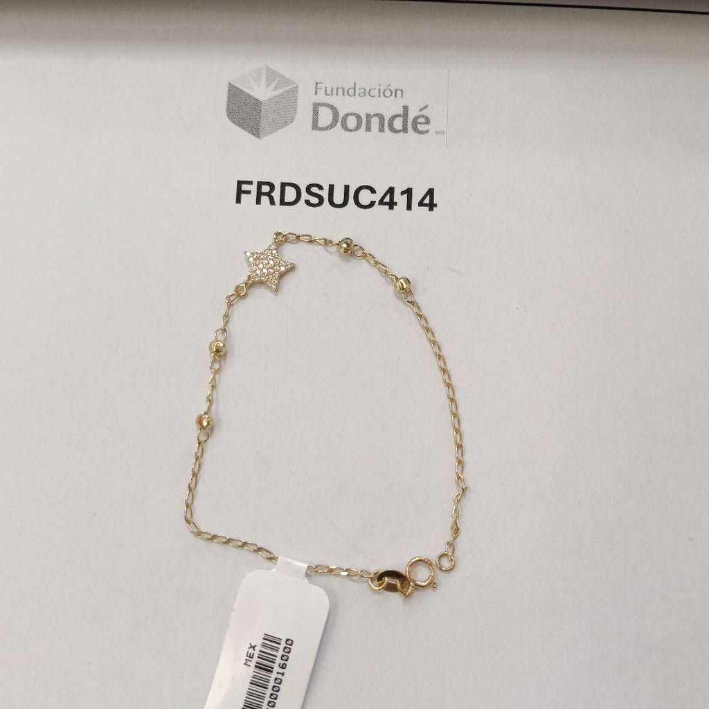 PULSERA ESPECIAL CON ESTRELLA Y CIRCONIAS 14K 18 CM 1.5 GR (NUEVO)