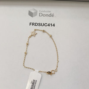 PULSERA ESPECIAL CON ESTRELLA Y CIRCONIAS 14K 18 CM 1.5 GR (NUEVO)