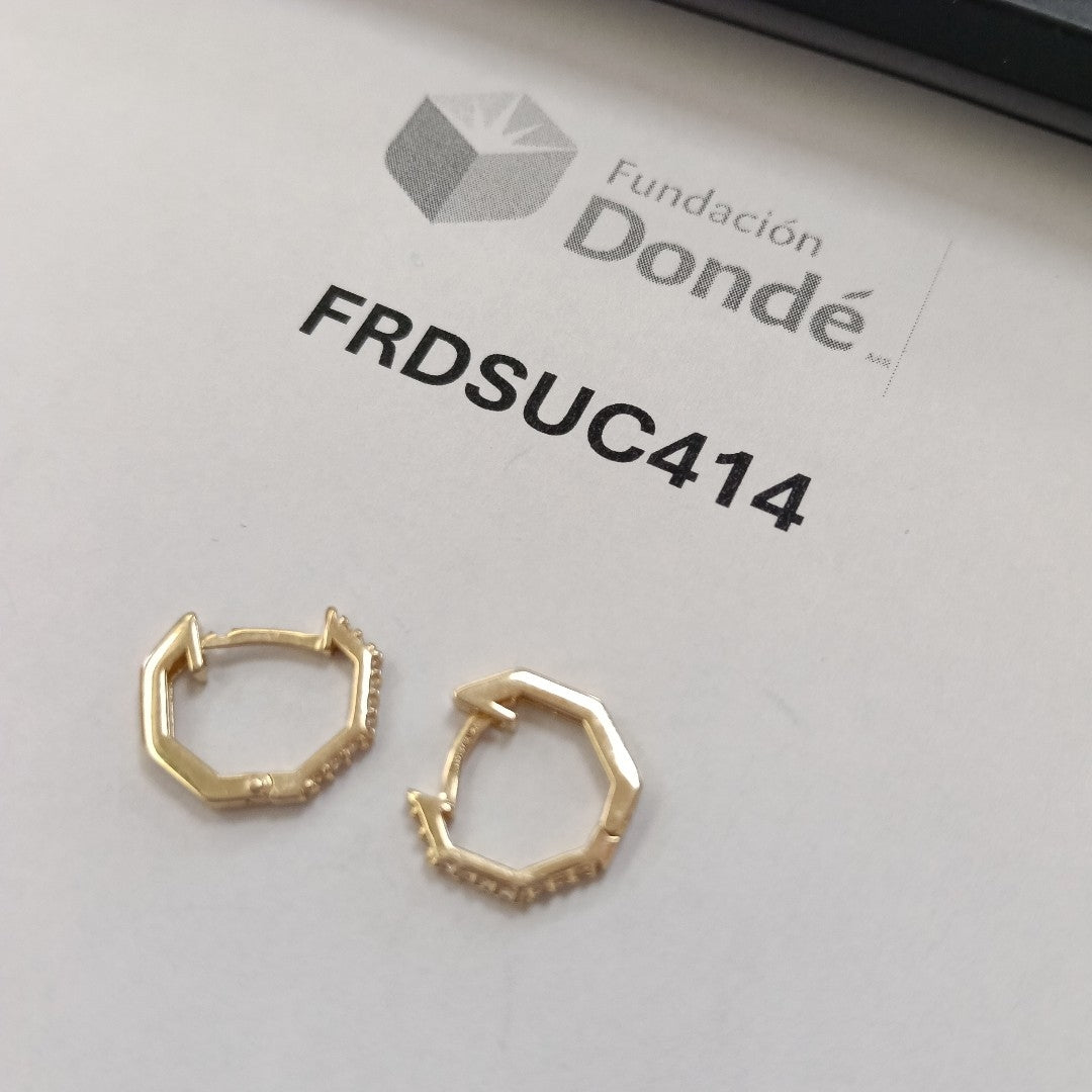ARETES HUGIES C CIRCONIAS 14K 1.5 GR (NUEVO)