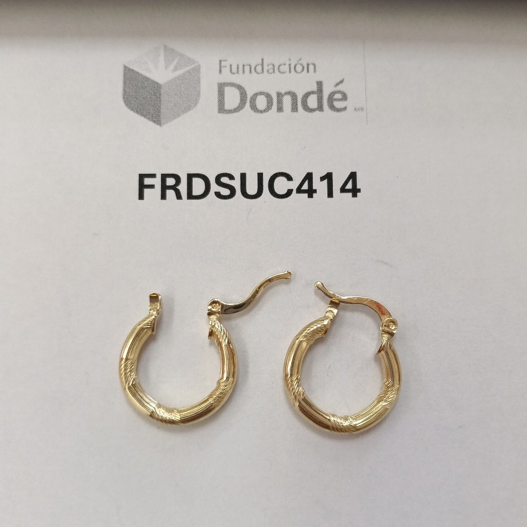 ARETES TEJIDO ARRACADAS CON DISEÑO 14K 2.7 GR (NUEVO)