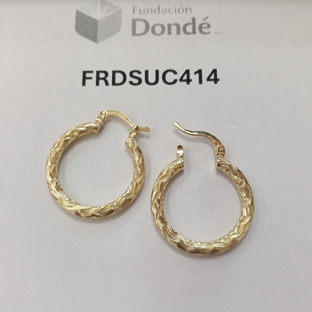 ARETES TEJIDO ARRACADA LABRADA 14K 2.8 GR (NUEVO)