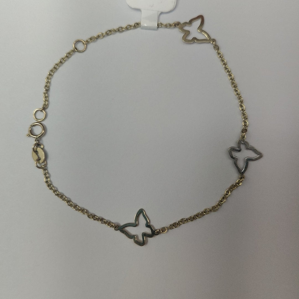 PULSERA ESPECIAL C MARIPOSAS 14K 18 CM 1.7 GR (NUEVO)