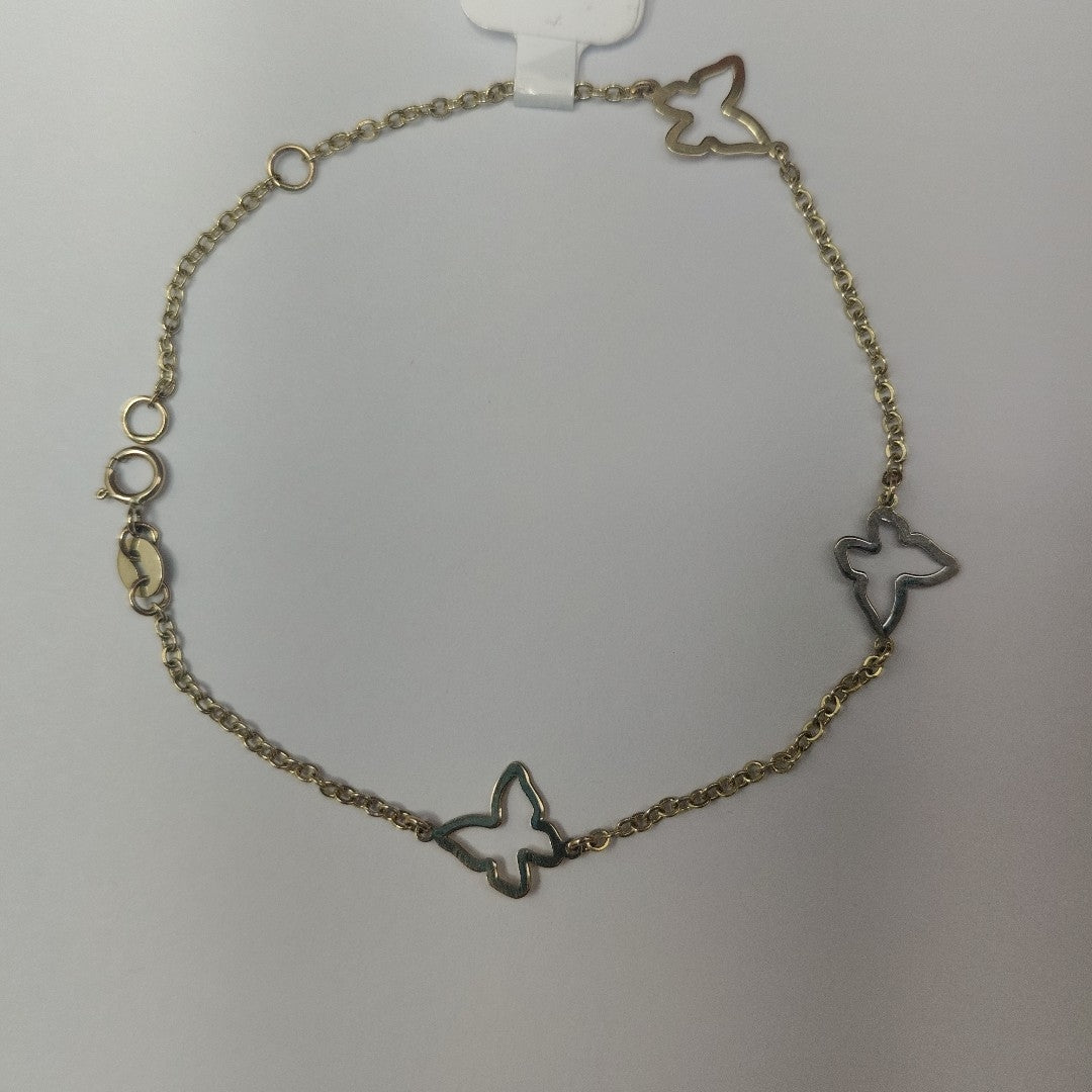 PULSERA ESPECIAL C MARIPOSAS 14K 18 CM 1.7 GR (NUEVO)