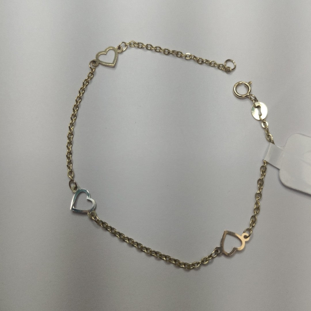 PULSERA ESPECIAL CON CORAZONES 14K 18 CM 1.2 GR (NUEVO)