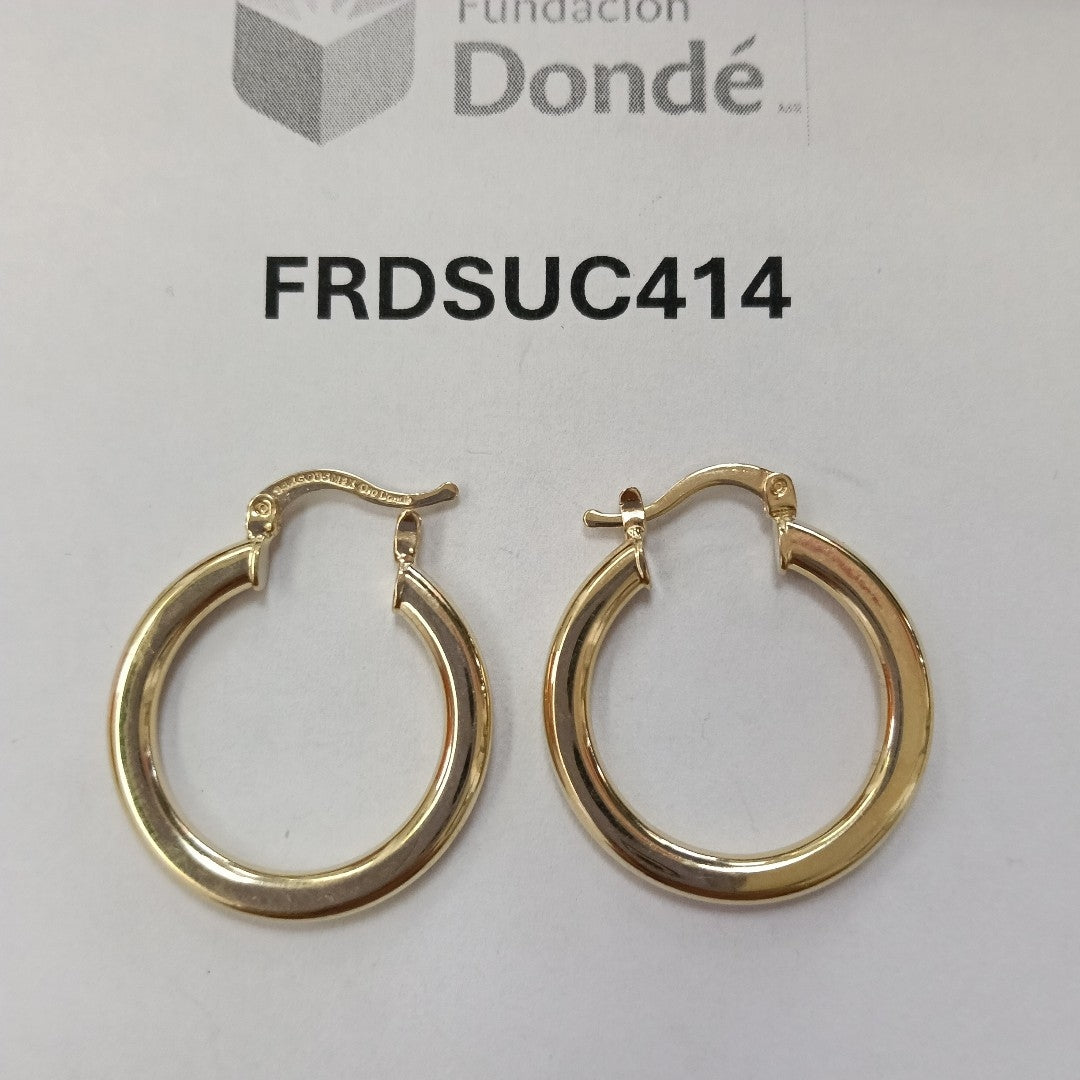 ARETES TEJIDO ARRACADA LISA 14K 2.1 GR (NUEVO)