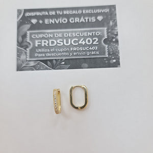 ARETES HUGGIES OVALADA C CIRCONIAS 14K 2.5 GR (NUEVO)