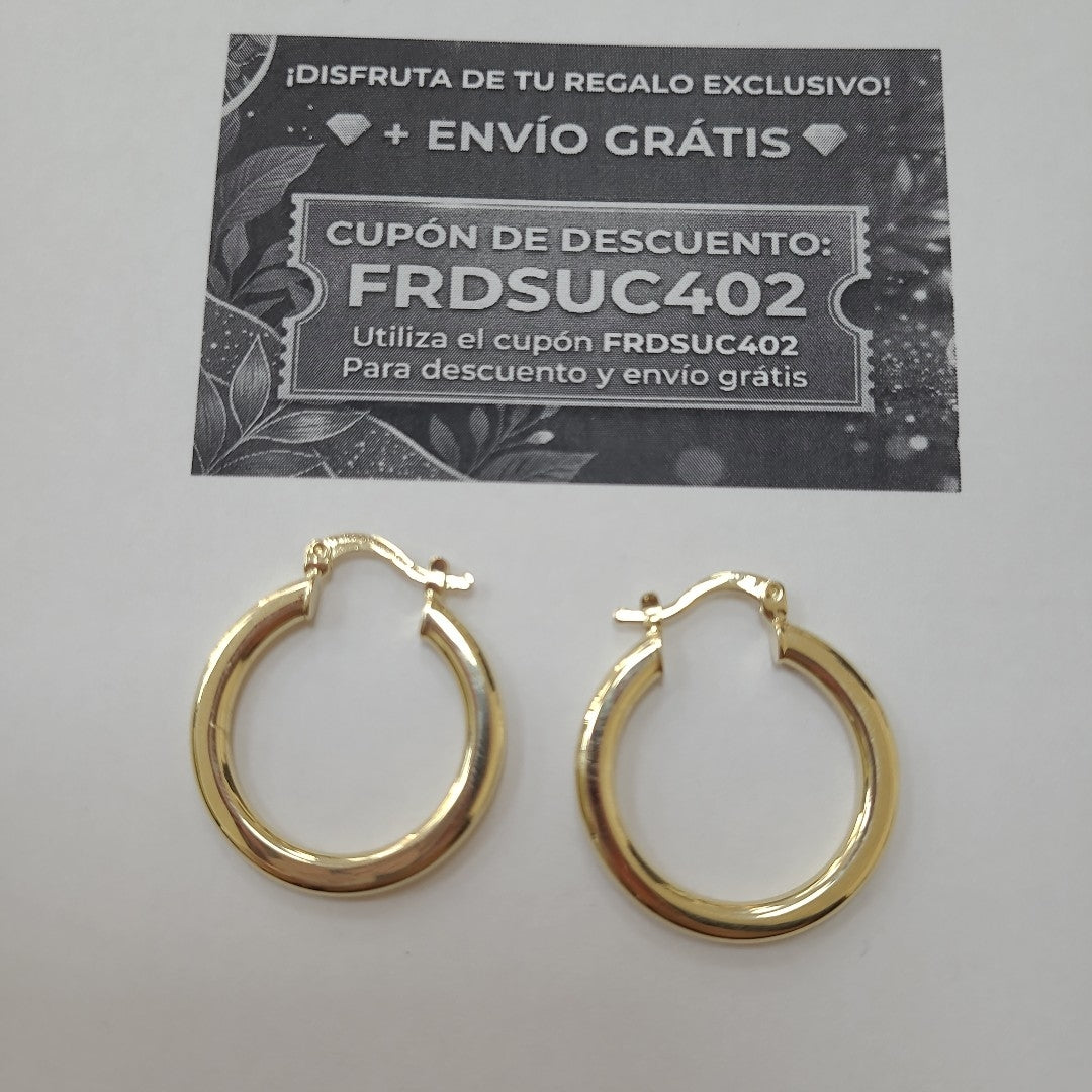 ARETES TEJIDO ARRACADA LISA 14K 2.1 GR (NUEVO)
