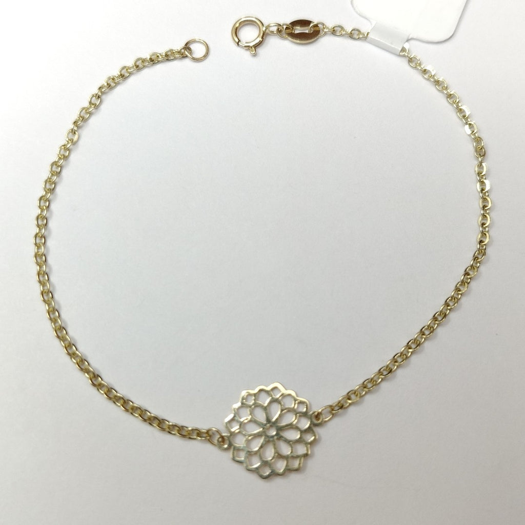 PULSERA TEJIDO ESPECIAL CON MANDALA 14K 18 CM 1.3 GR (NUEVO)