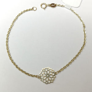 PULSERA TEJIDO ESPECIAL CON MANDALA 14K 18 CM 1.3 GR (NUEVO)