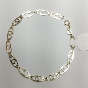 PULSERA TEJIDO ESPECIAL CON CORAZON 14K 18 CM 1.3 GR (NUEVO)