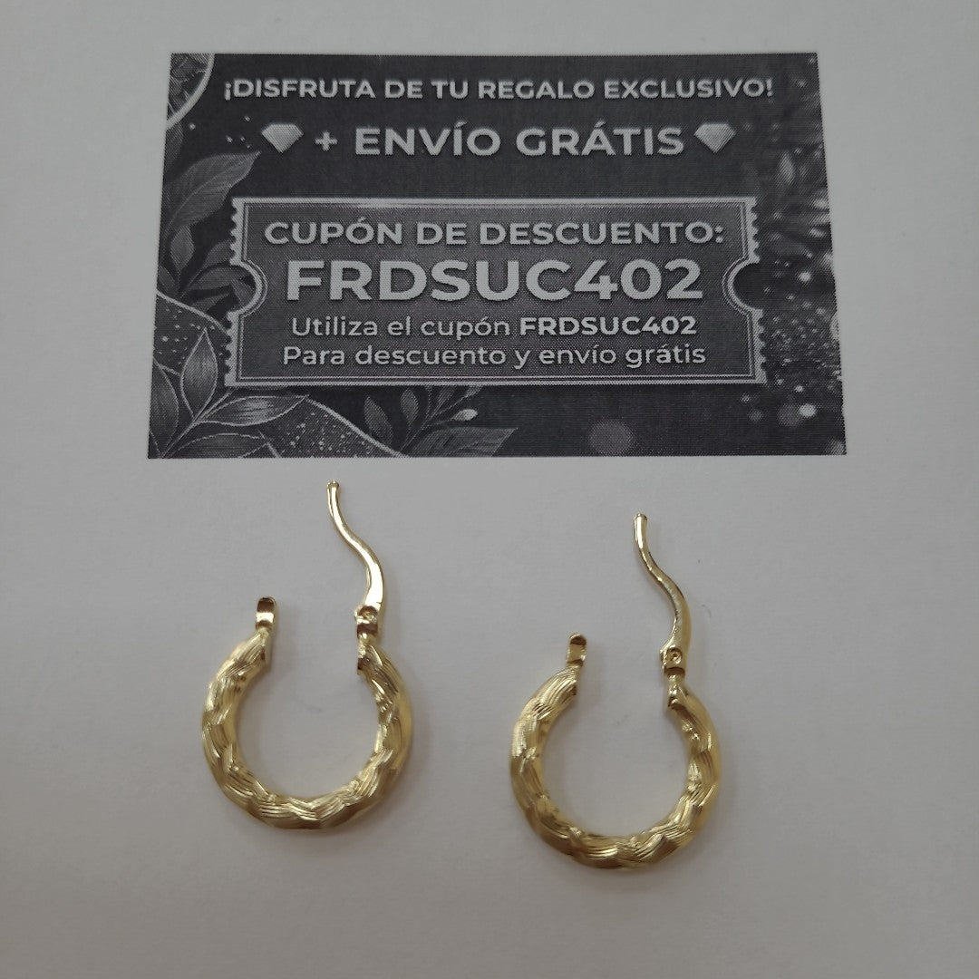 ARETES TEJIDO ARRACADAS ASTRIADAS 14K 2 GR (NUEVO)
