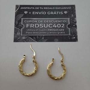 ARETES TEJIDO ARRACADAS ASTRIADAS 14K 2 GR (NUEVO)