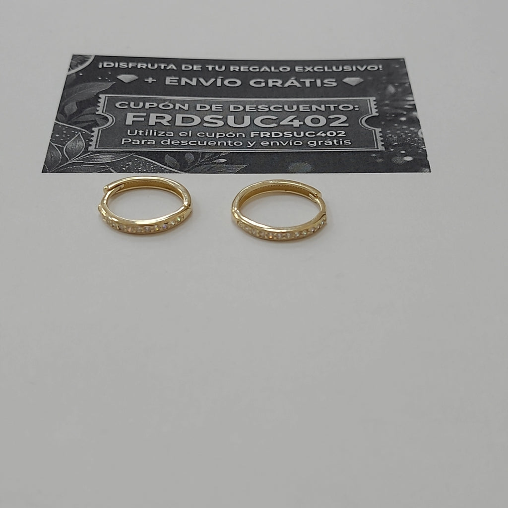 ARETES HUGGIES C CIRCONIA 14K 1.7 GR (NUEVO)