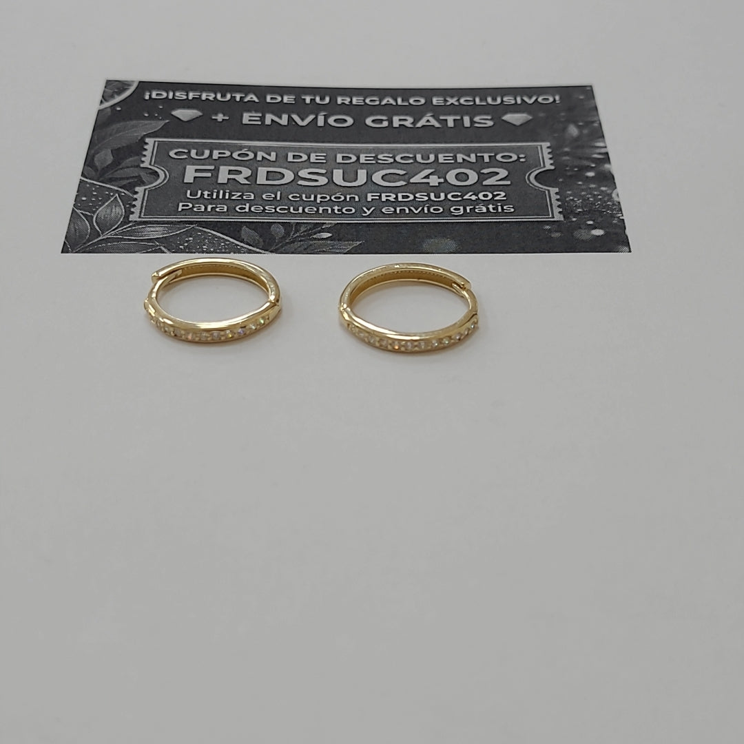 ARETES HUGGIES C CIRCONIA 14K 1.7 GR (NUEVO)