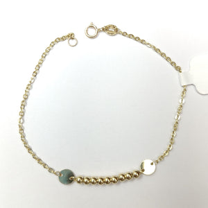 PULSERA TEJIDO ESPECIAL CON BOLITAS 14K 18 CM 1.8 GR (NUEVO)