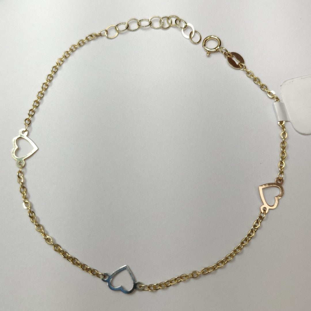 PULSERA ESPECIAL CON CORAZONES 10K 18 CM 1.2 GR (NUEVO)