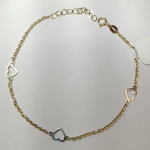 PULSERA ESPECIAL CON CORAZONES 10K 18 CM 1.2 GR (NUEVO)