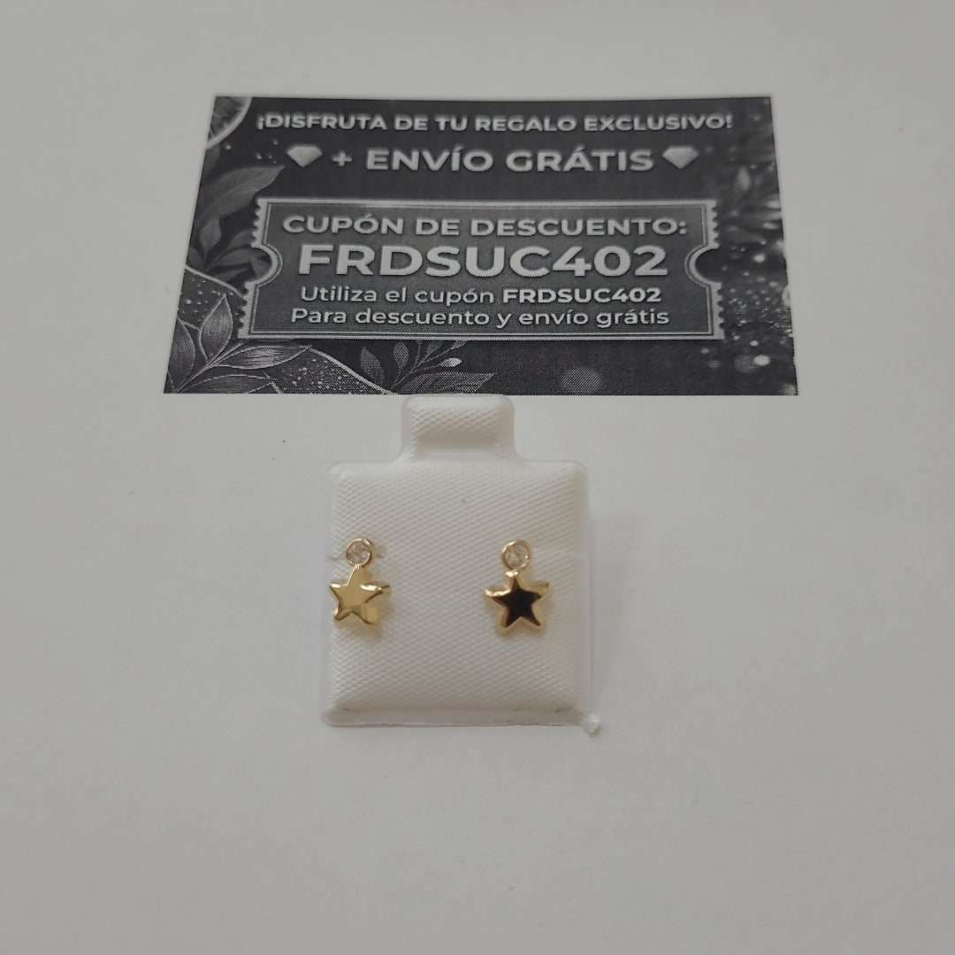BROQUELES BROQUEL FIG ESTRELLA C CIRCONIA 14K 0.2603 GR (NUEVO)