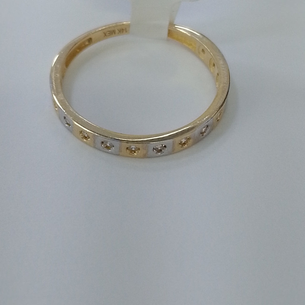 ANILLO ANILLITO C CIRCONIAS COMBINADO 14K 9 TALLA 2.1 GR (NUEVO)