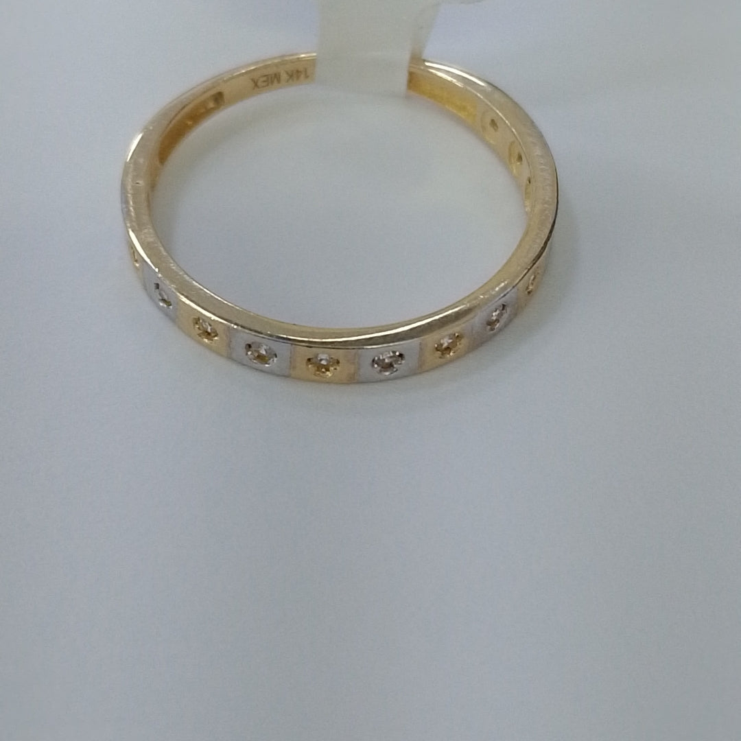 ANILLO ANILLITO C CIRCONIAS COMBINADO 14K 9 TALLA 2.1 GR (NUEVO)