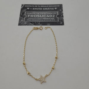PULSERA ESPECIAL CON ESTRELLA Y CIRCONIAS 14K 18 CM 1.4 GR (NUEVO)