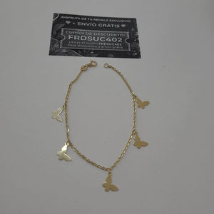 PULSERA ESPECIAL CON MARIPOSAS 14K 18 CM 2.1 GR (NUEVO)