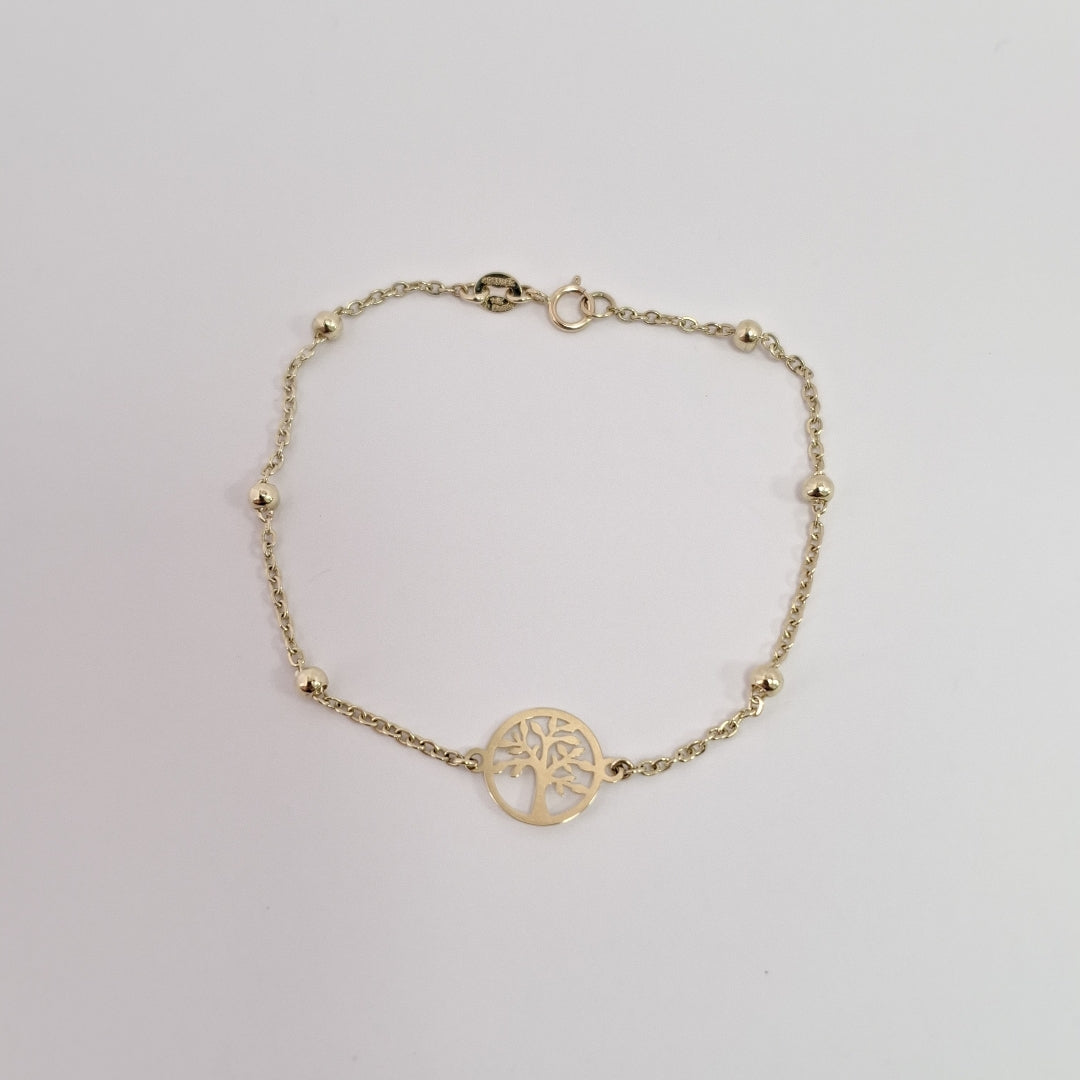 PULSERA TEJIDO ESPECIAL ARBOL 14K 18 CM 1.8 GR (NUEVO)