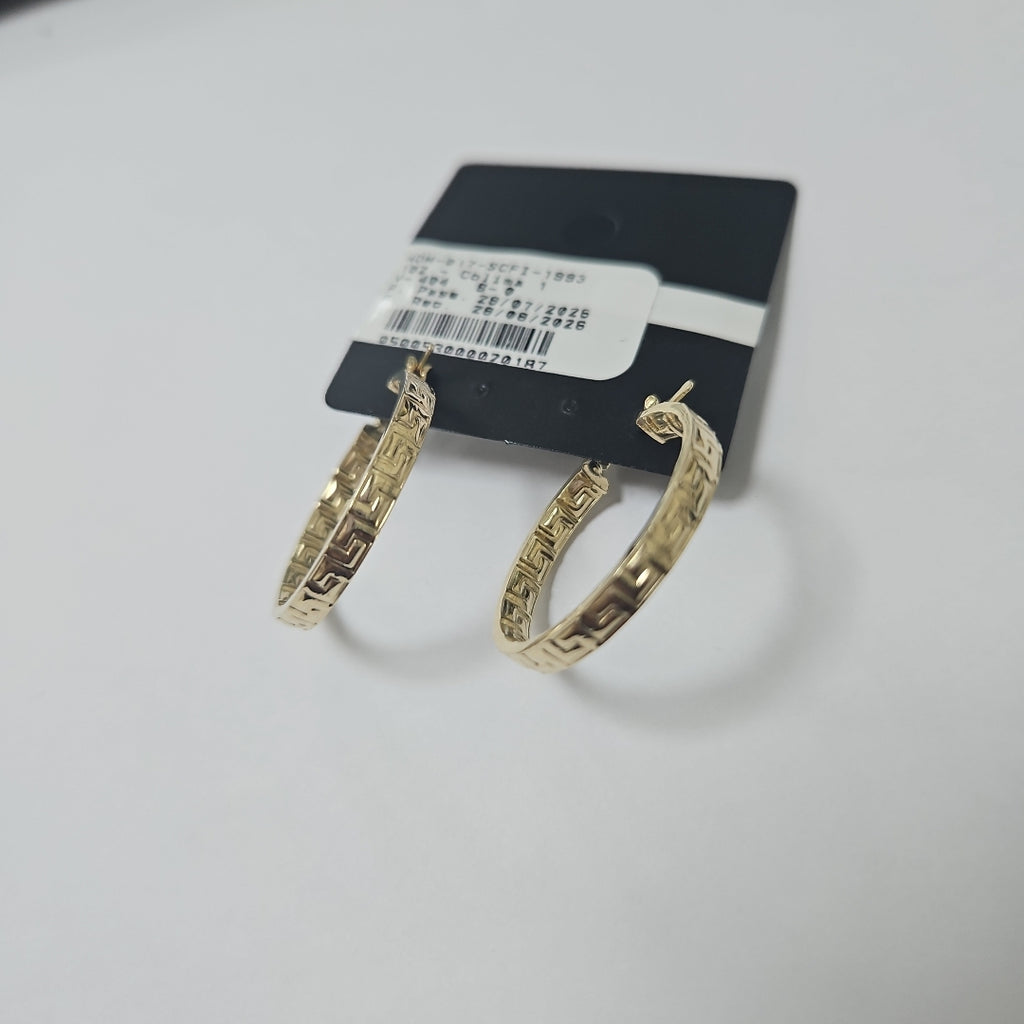 ARETES TEJIDO ARRACADA CON GRECAS 14K 2.8 GR (NUEVO)