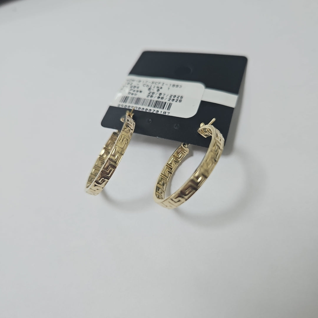 ARETES TEJIDO ARRACADA CON GRECAS 14K 2.8 GR (NUEVO)