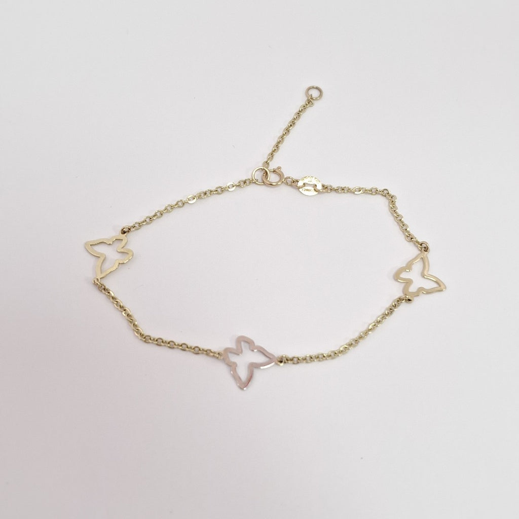 PULSERA ESPECIAL C MARIPOSAS 14K 18 CM 1.7 GR (NUEVO)
